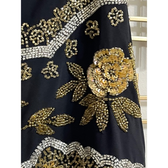 Nasty Gal Beaded Fringe Mini Skirt Party Festival Embellished Black Size S - Picture 3 of 11